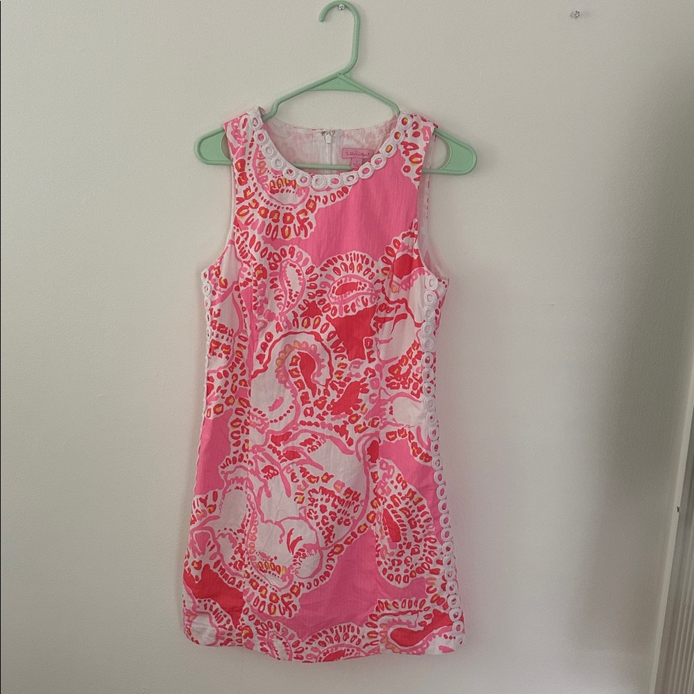 Lilly Pulitzer Mila Shift Dress Trunk in Love - Hot Coral EUC size 8